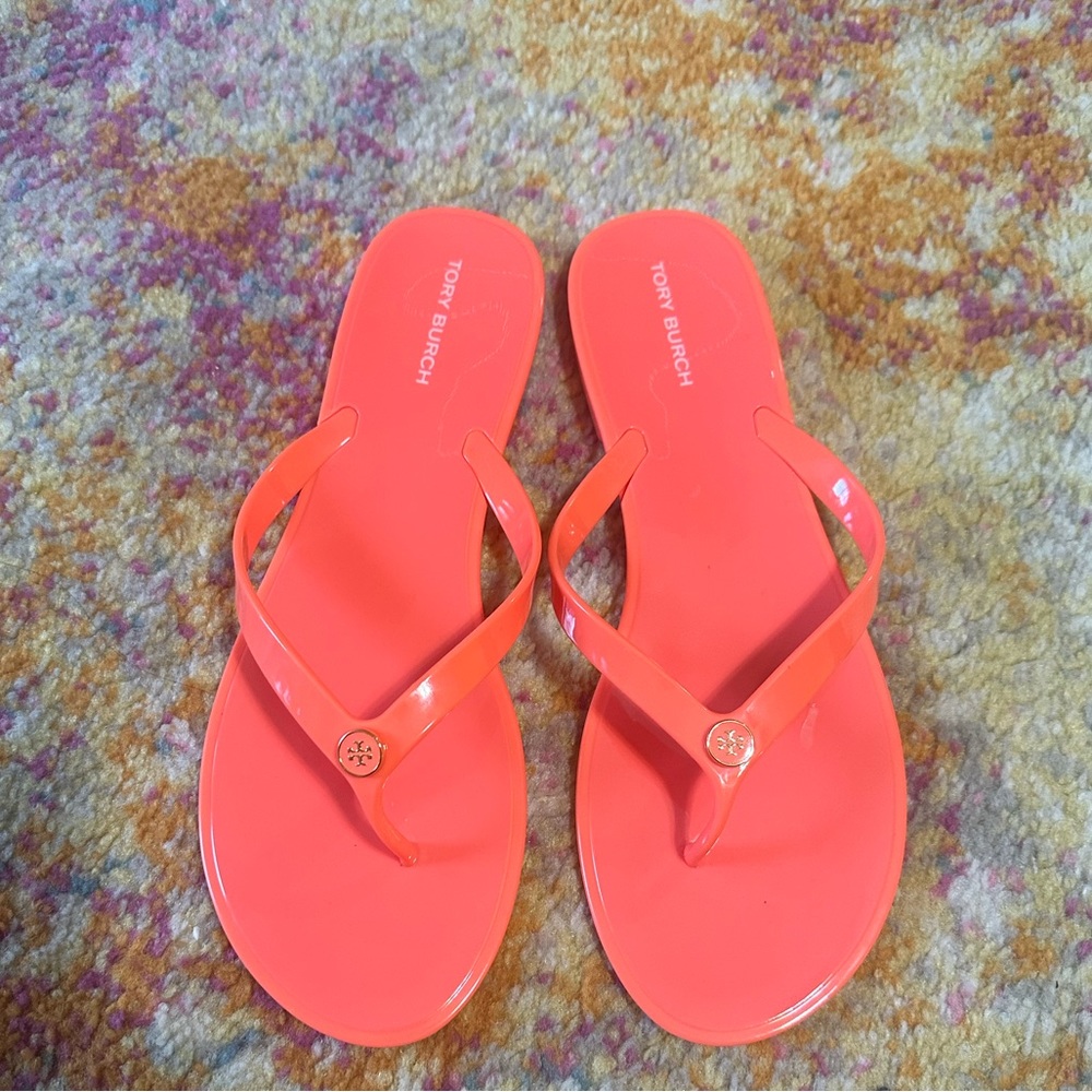 Tory Burch Jelly Flip Flop Sandals 10 Coral Pink